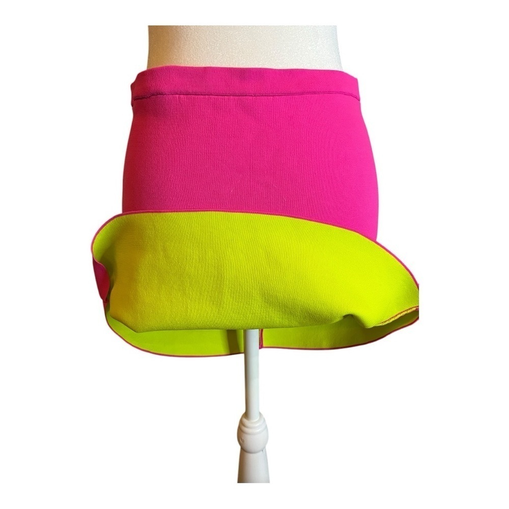 Zara Vibrant Pink Knit Women's Skirt Neon Yellow Inside medium mini - Picture 5 of 8